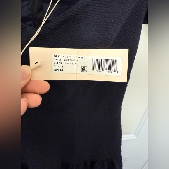 NWT Rebecca Taylor Navy Blue Off The Shoulder Drop Waist Dress Size 2 - Picture 6 of 10